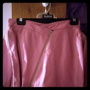 Pink leather skirt
